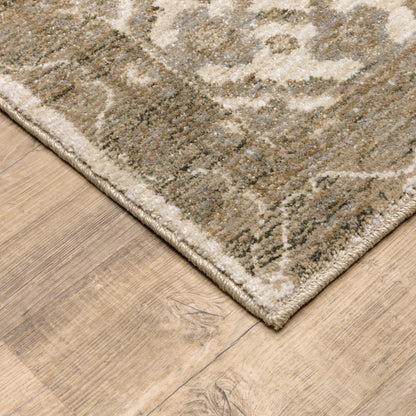 Andorra Medallion Beige/ Ivory Oriental Cut Pile Rug