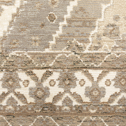 Andorra Medallion Beige/ Ivory Oriental Cut Pile Rug