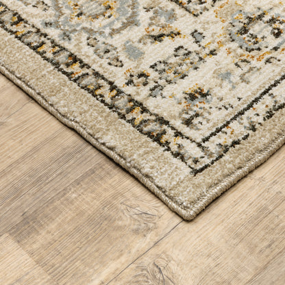 Andorra Medallion Beige/ Ivory Distressed Cut Pile Rug
