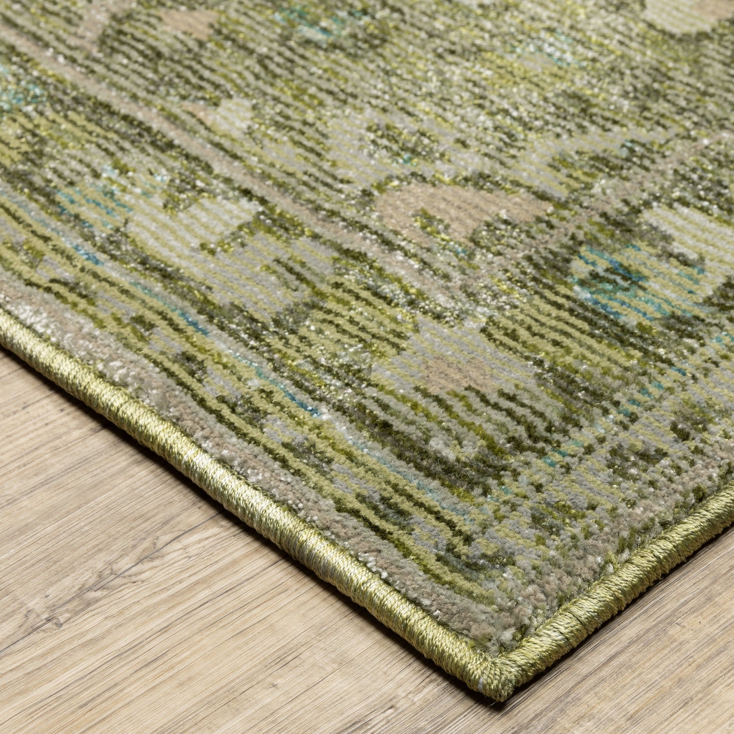 Andorra Floral Green/ Gold Medallion Cut Pile Rug
