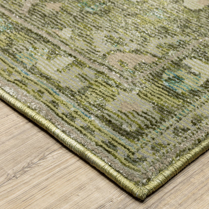 Andorra Floral Green/ Gold Medallion Cut Pile Rug
