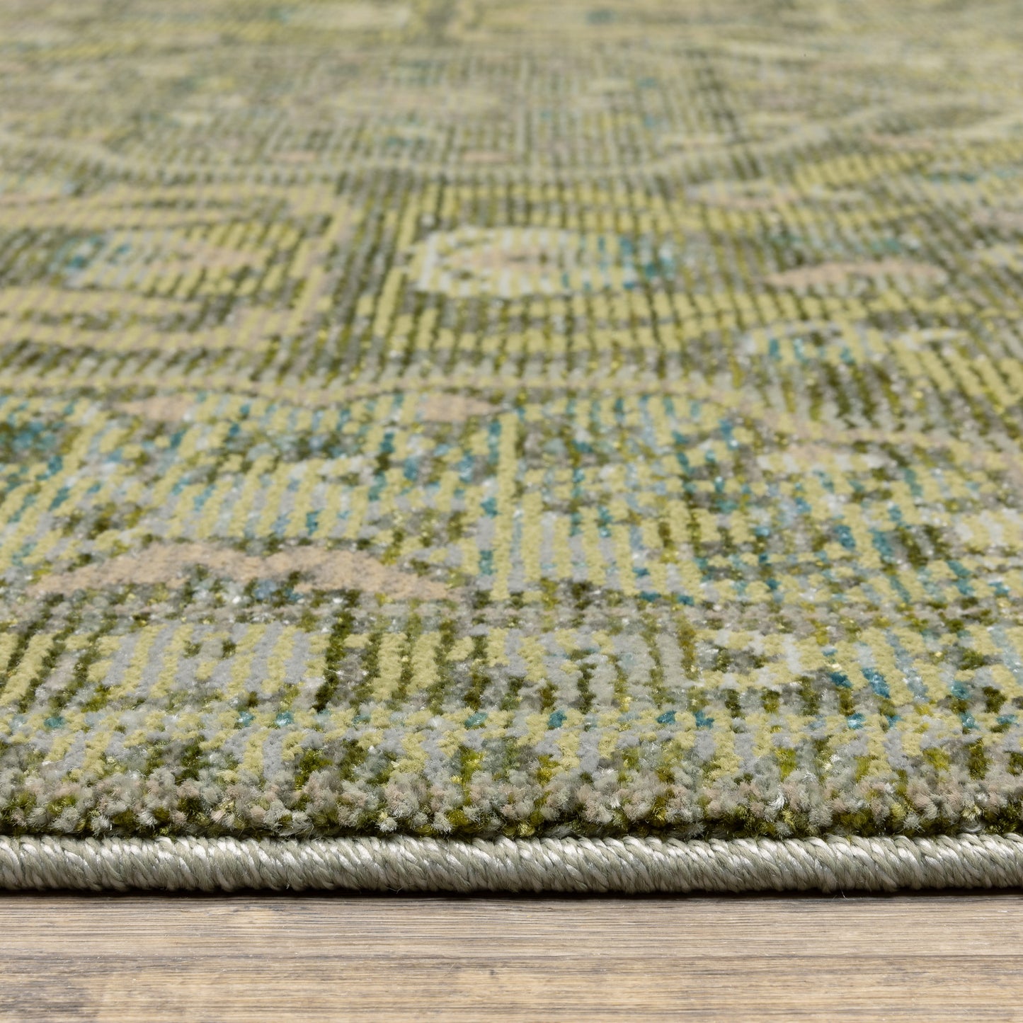 Andorra Floral Green/ Gold Medallion Cut Pile Rug