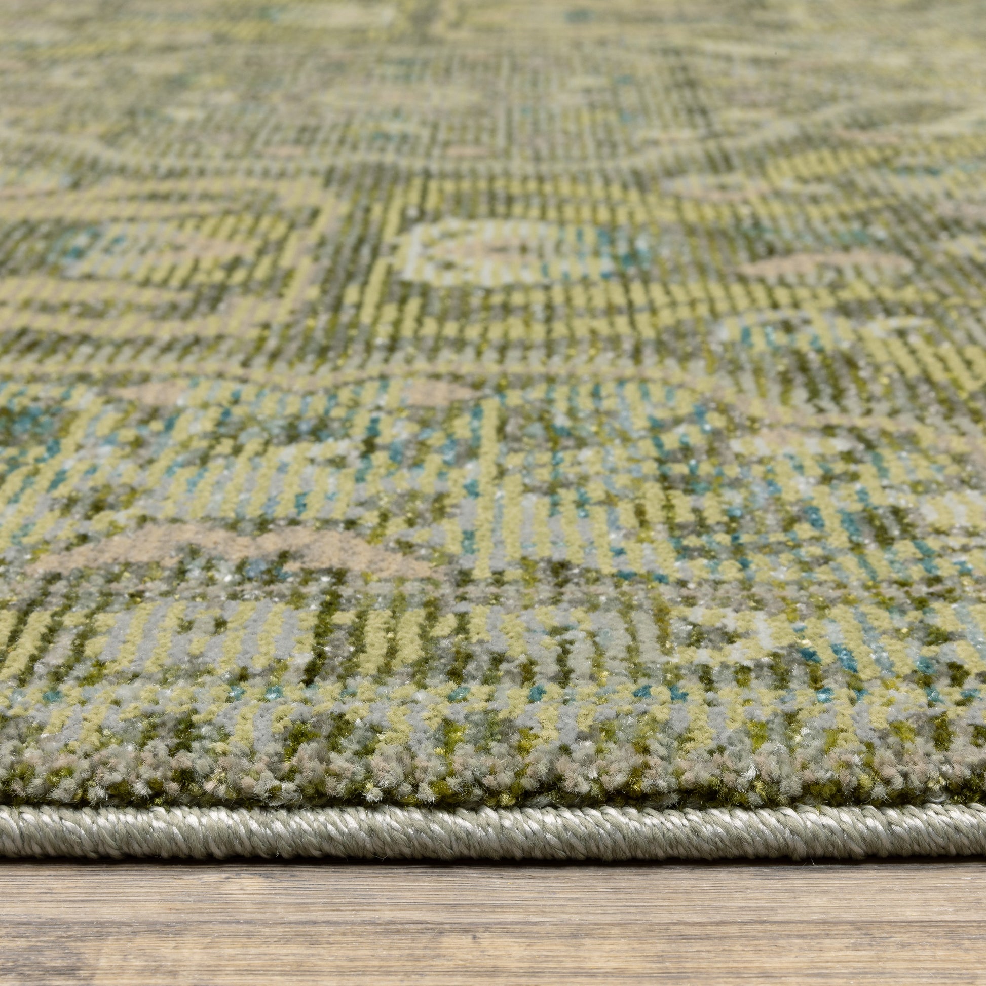 Andorra Floral Green/ Gold Medallion Cut Pile Rug