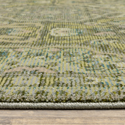 Andorra Floral Green/ Gold Medallion Cut Pile Rug