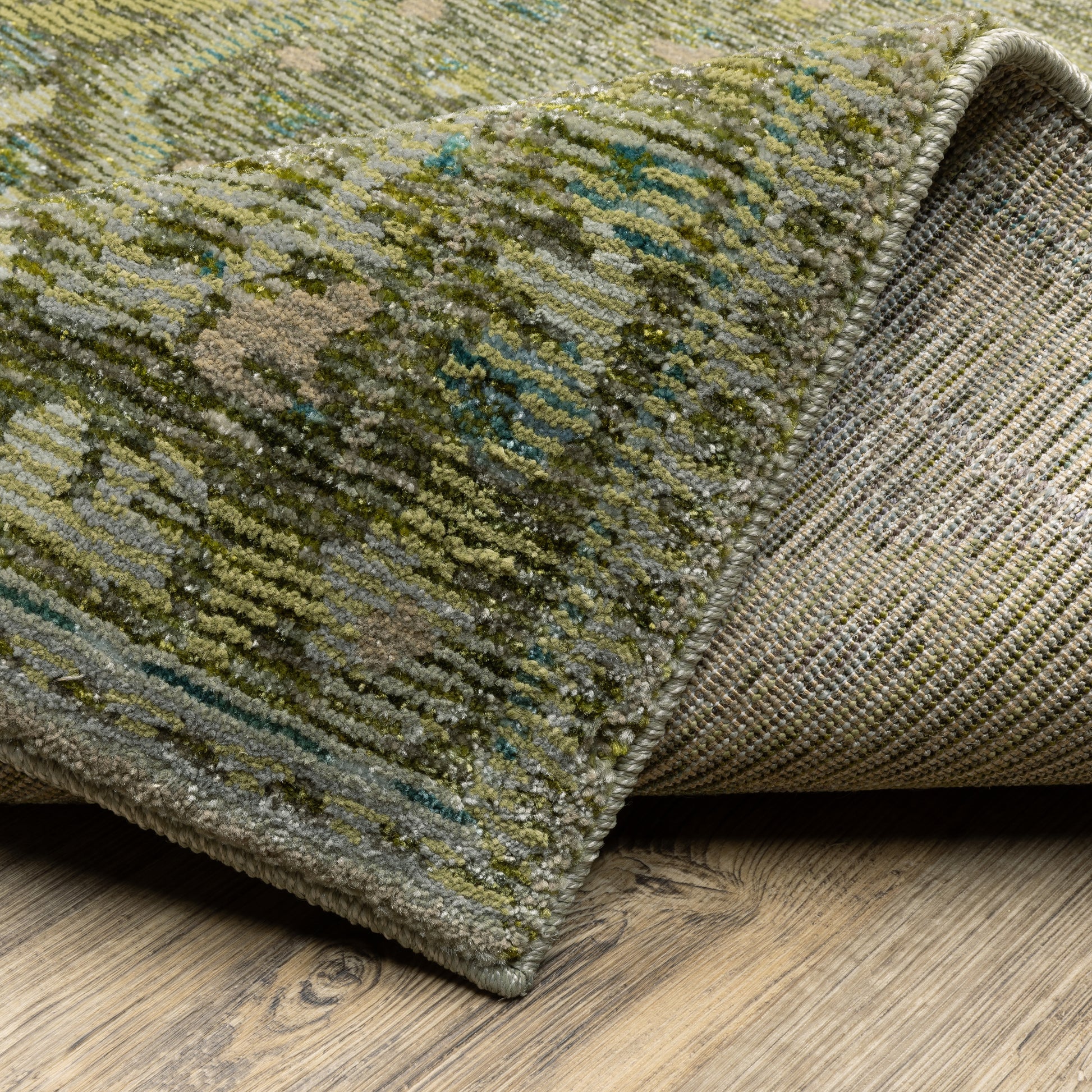 Andorra Floral Green/ Gold Medallion Cut Pile Rug