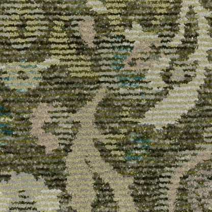 Andorra Floral Green/ Gold Medallion Cut Pile Rug