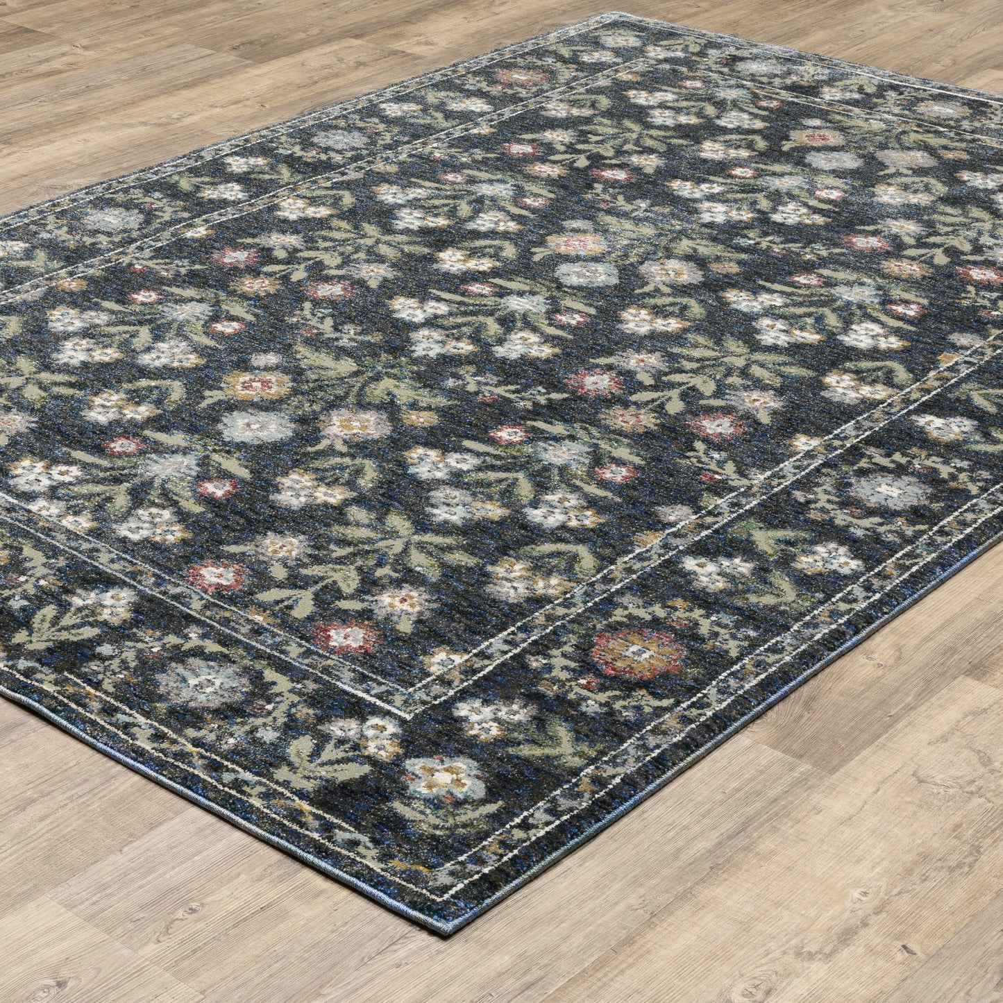 Andorra Floral Blue/ Multi Cut Pile Rug