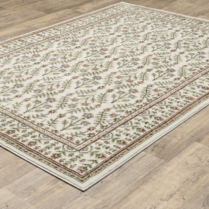 Andorra Floral Ivory/ Red Cut Pile Rug