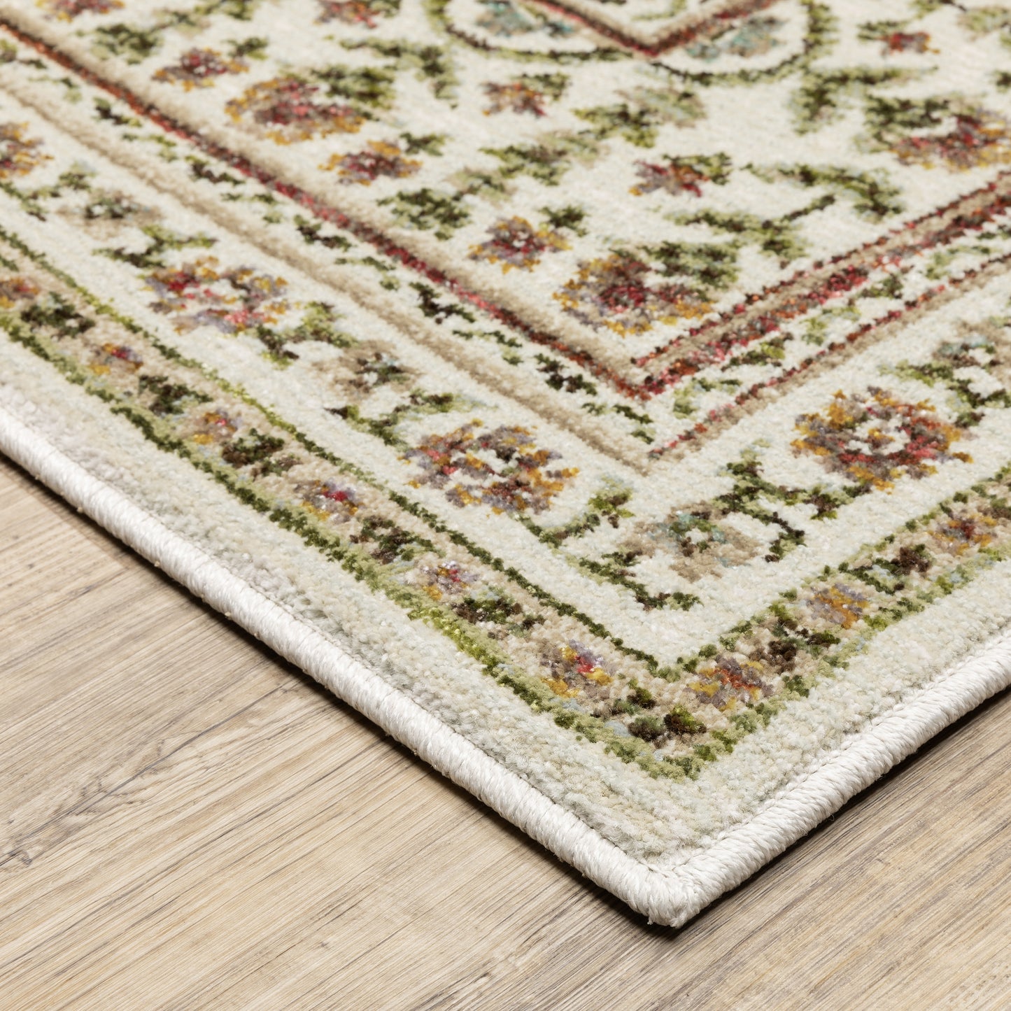Andorra Floral Ivory/ Red Cut Pile Rug