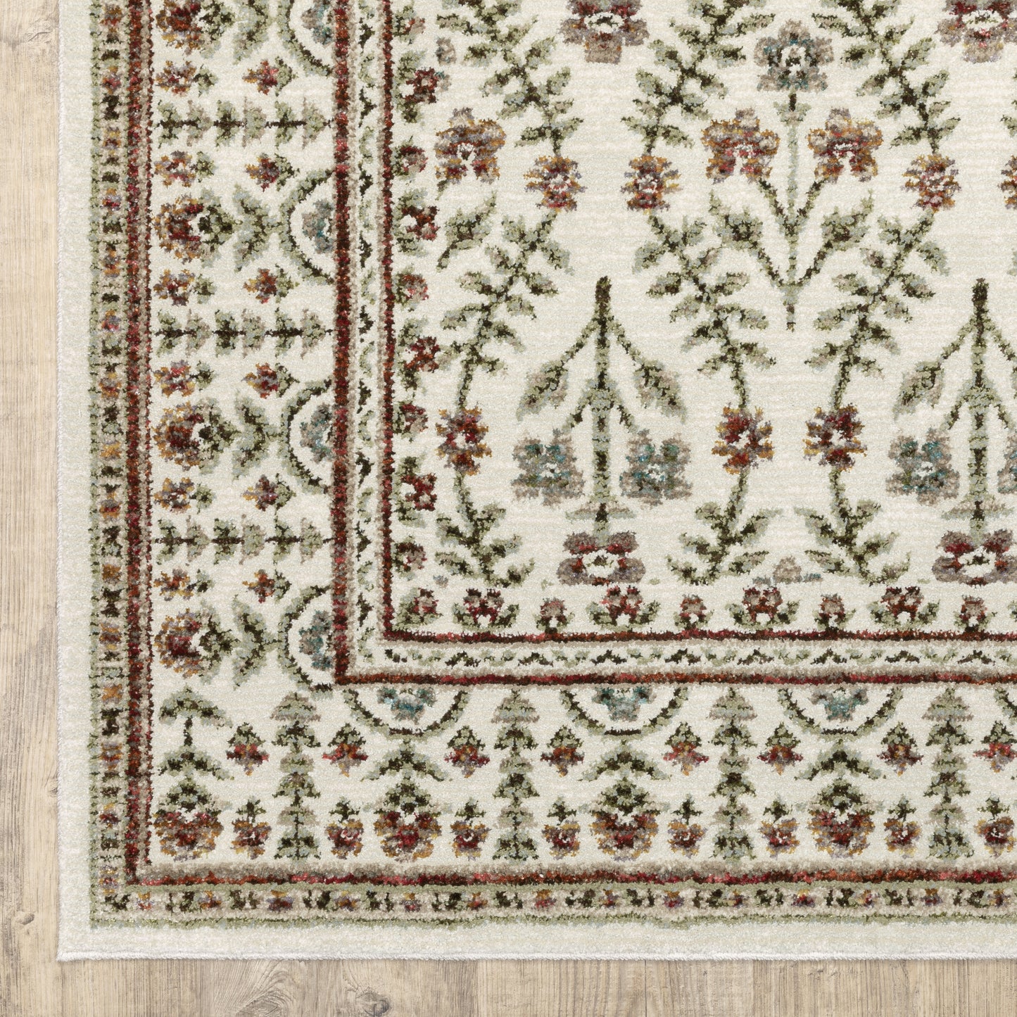 Andorra Floral Ivory/ Red Cut Pile Rug