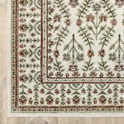 Andorra Floral Ivory/ Red Cut Pile Rug