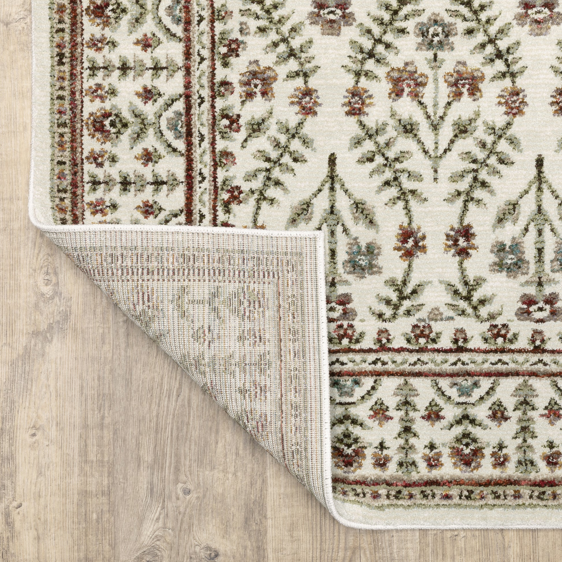 Andorra Floral Ivory/ Red Cut Pile Rug