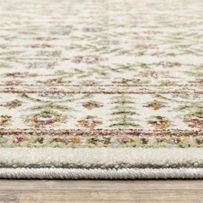 Andorra Floral Ivory/ Red Cut Pile Rug