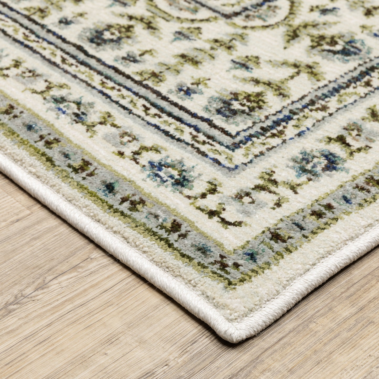 Andorra Floral Ivory/ Blue Cut Pile Rug