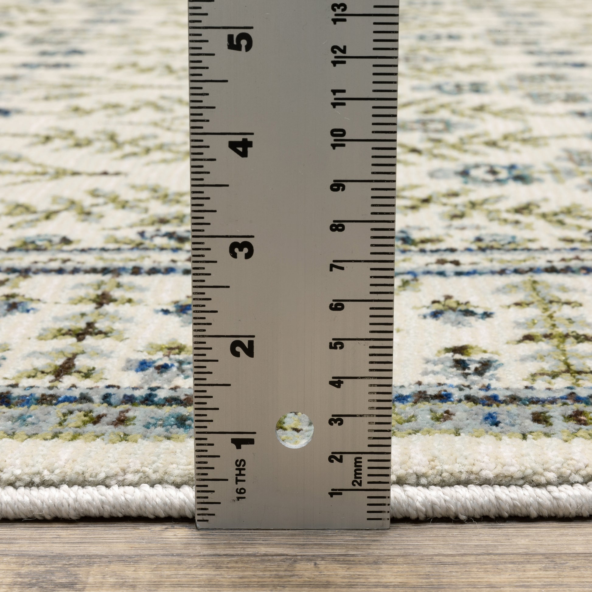 Andorra Floral Ivory/ Blue Cut Pile Rug