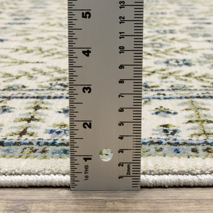 Andorra Floral Ivory/ Blue Cut Pile Rug