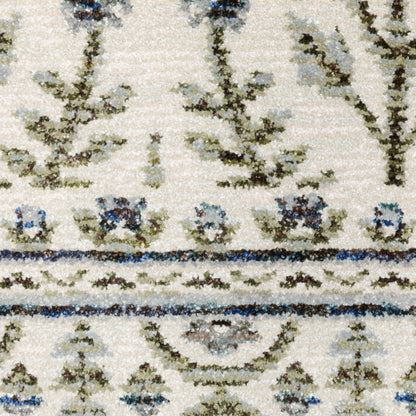 Andorra Floral Ivory/ Blue Cut Pile Rug