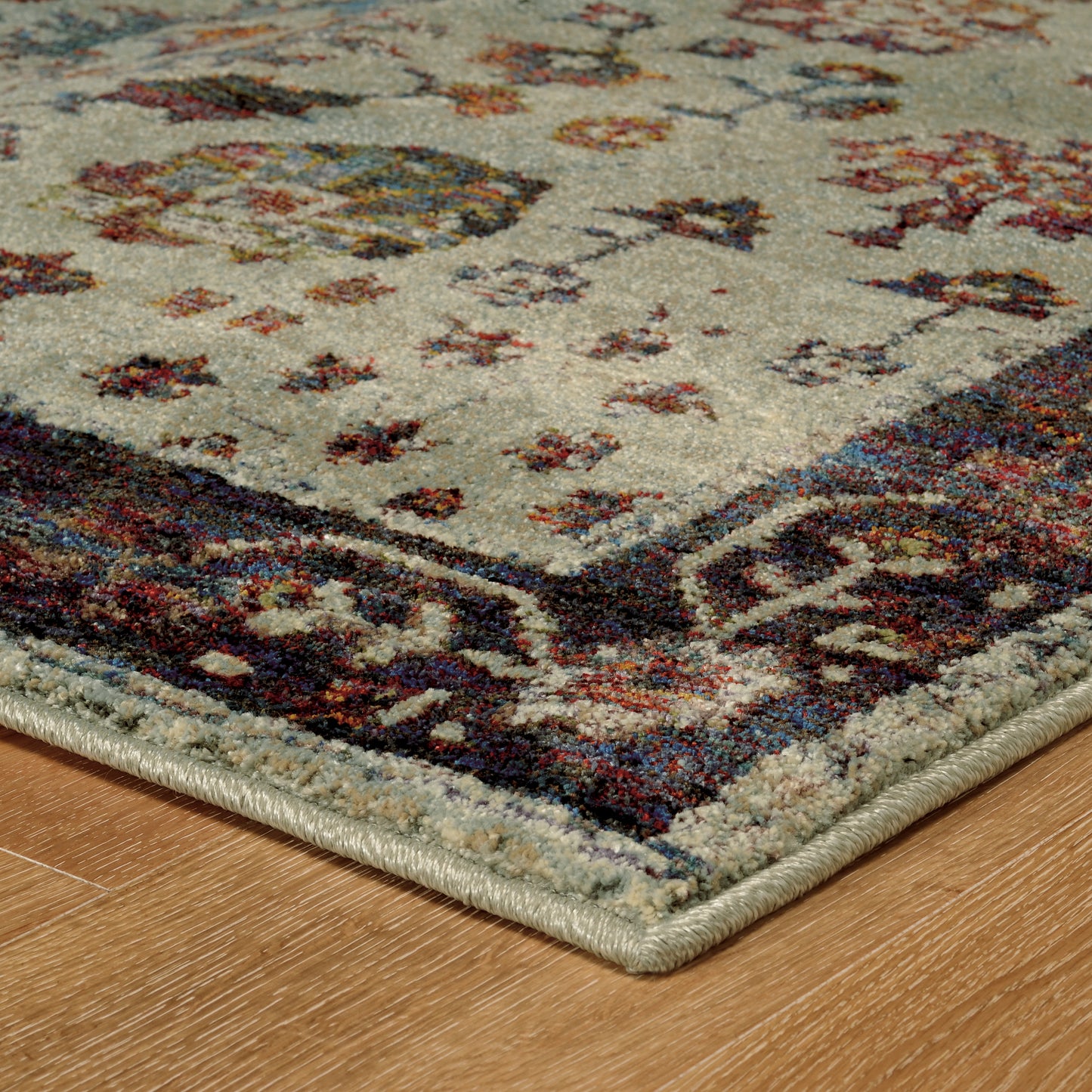 Andorra Oriental Stone/ Red Cut Pile Rug