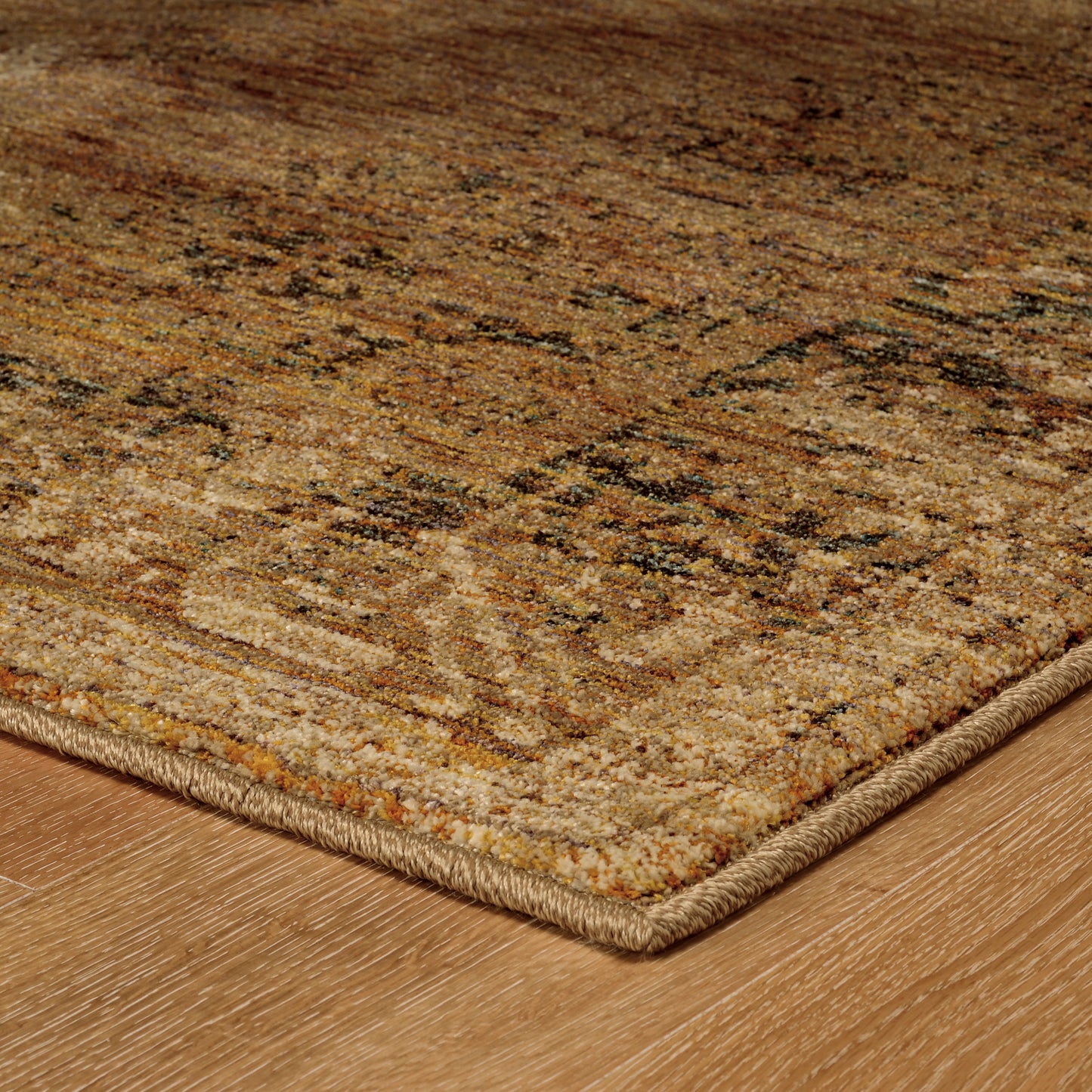 Andorra Distressed Gold/ Brown Oriental Cut Pile Rug