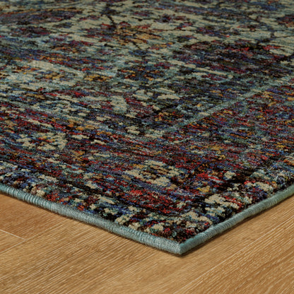 Andorra Overdyed Blue/ Purple Oriental Cut Pile Rug