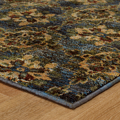 Andorra Medallion Blue/ Gold Cut Pile Rug