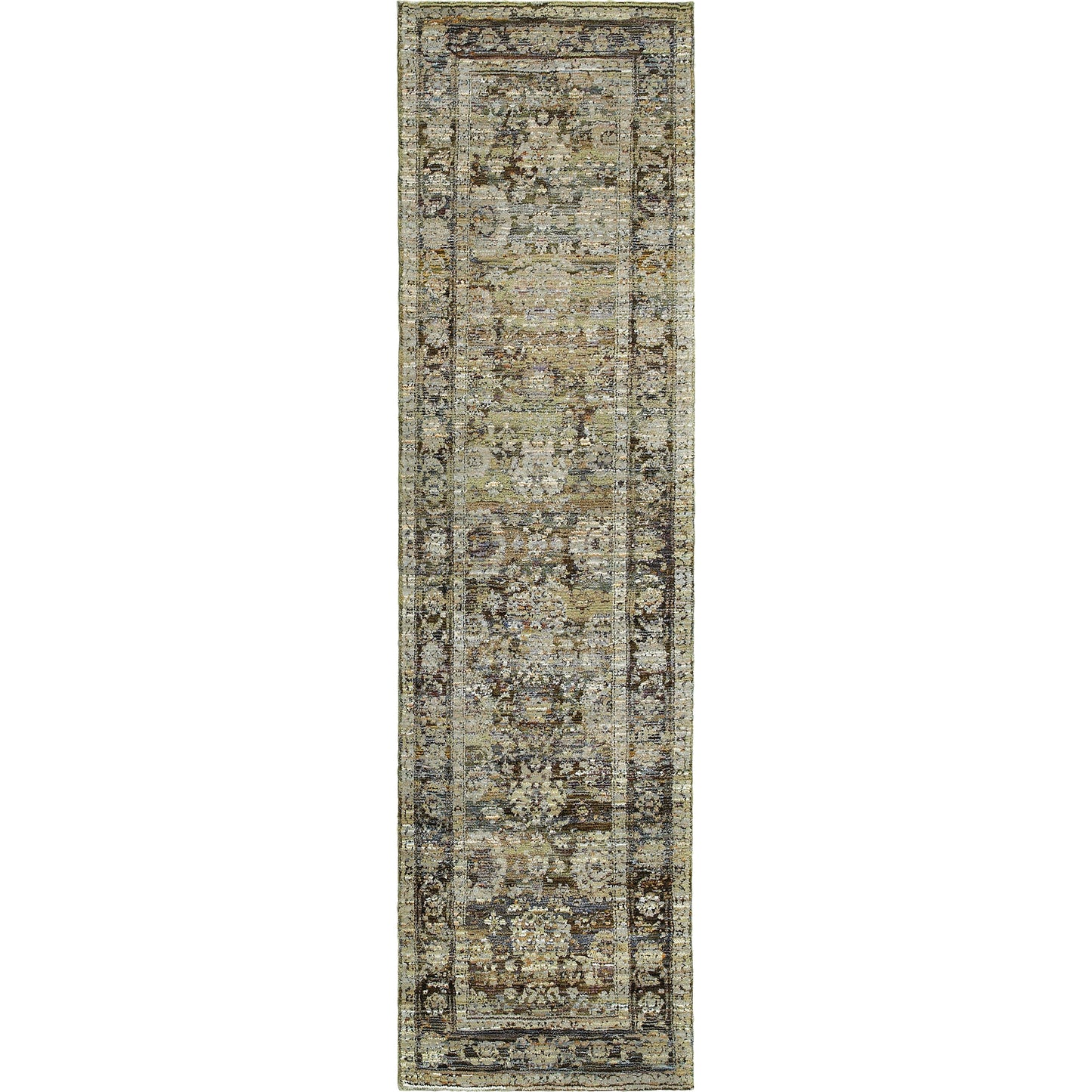 Andorra 7125C Green Distressed Rug