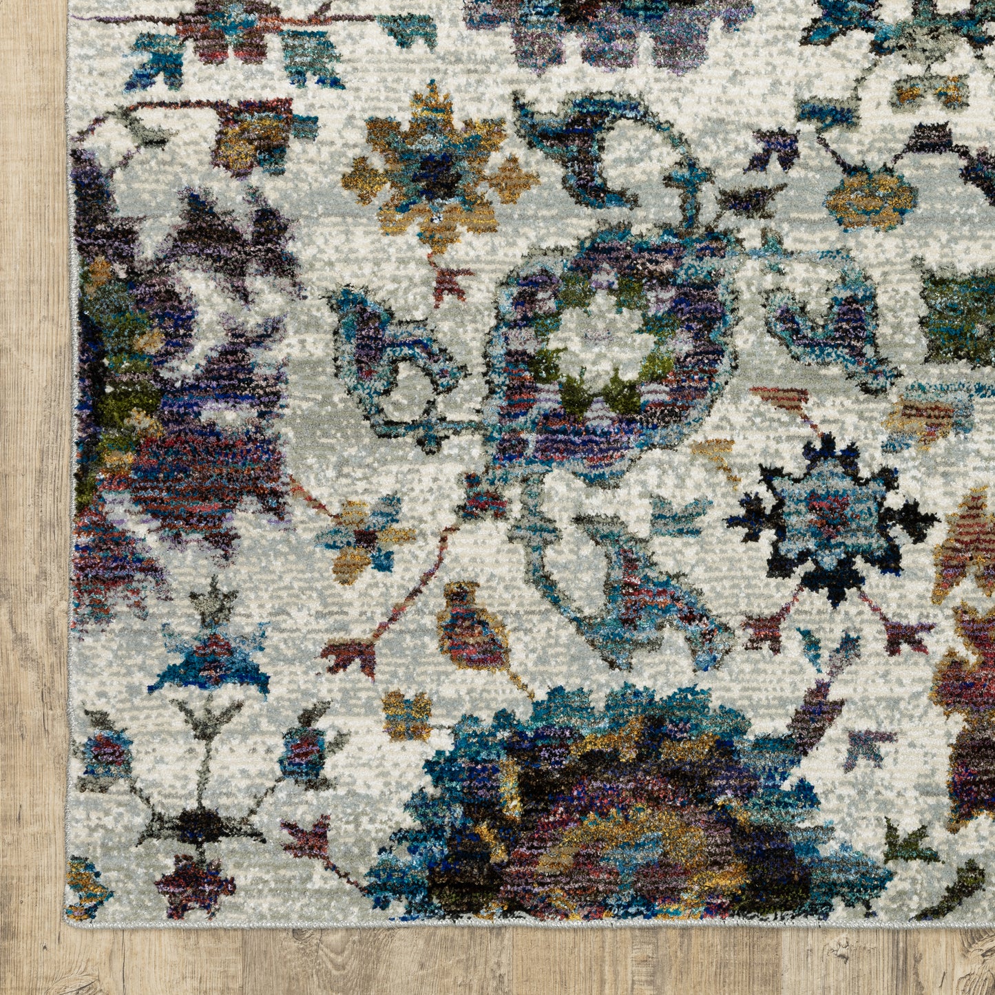 Andorra Oriental Stone/ Multi Floral Cut Pile Rug