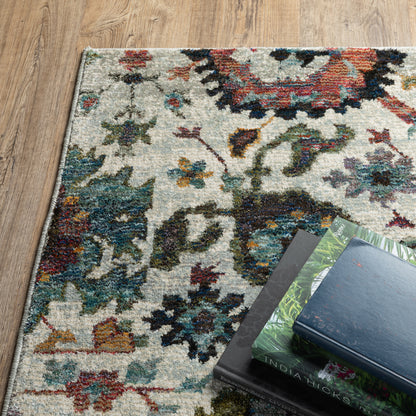 Andorra Oriental Stone/ Multi Floral Cut Pile Rug
