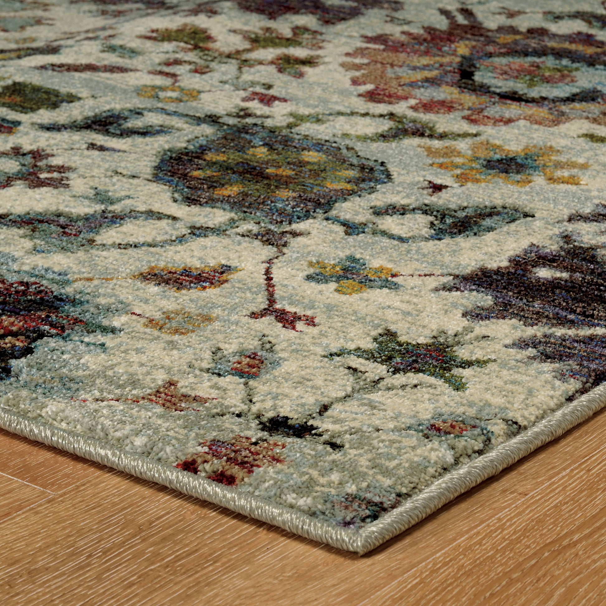 Andorra Oriental Stone/ Multi Floral Cut Pile Rug