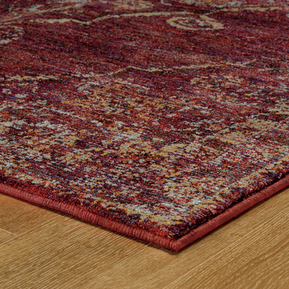 Andorra Medallion Red/ Gold Distressed Cut Pile Rug