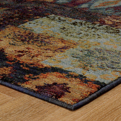Andorra Ikat Multi/ Blue Abstract Cut Pile Rug
