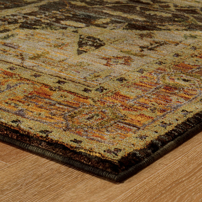 Andorra Medallion Gold/ Grey Oriental Cut Pile Rug