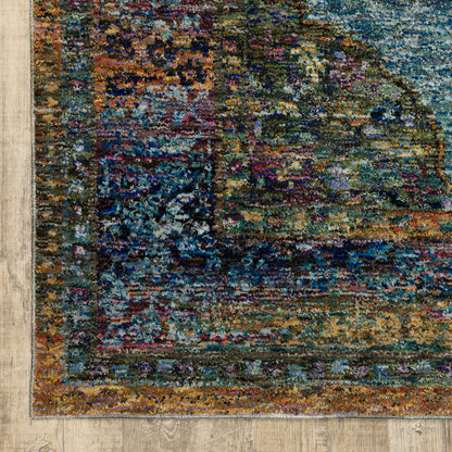 Andorra Medallion Blue/ Multi Oriental Cut Pile Rug