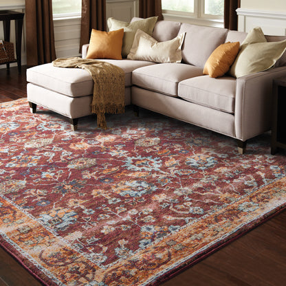 Andorra Oriental Red/ Gold Cut Pile Rug