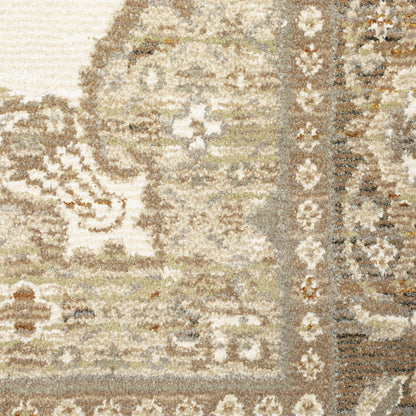 Andorra Medallion Beige/ Ivory Oriental Cut Pile Rug