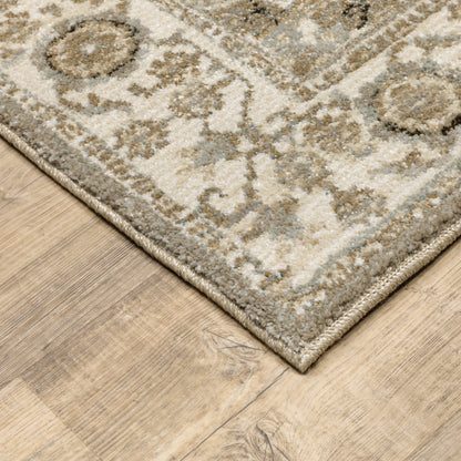 Andorra Floral Grey/ Ivory Oriental Cut Pile Rug