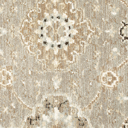 Andorra Floral Grey/ Ivory Oriental Cut Pile Rug