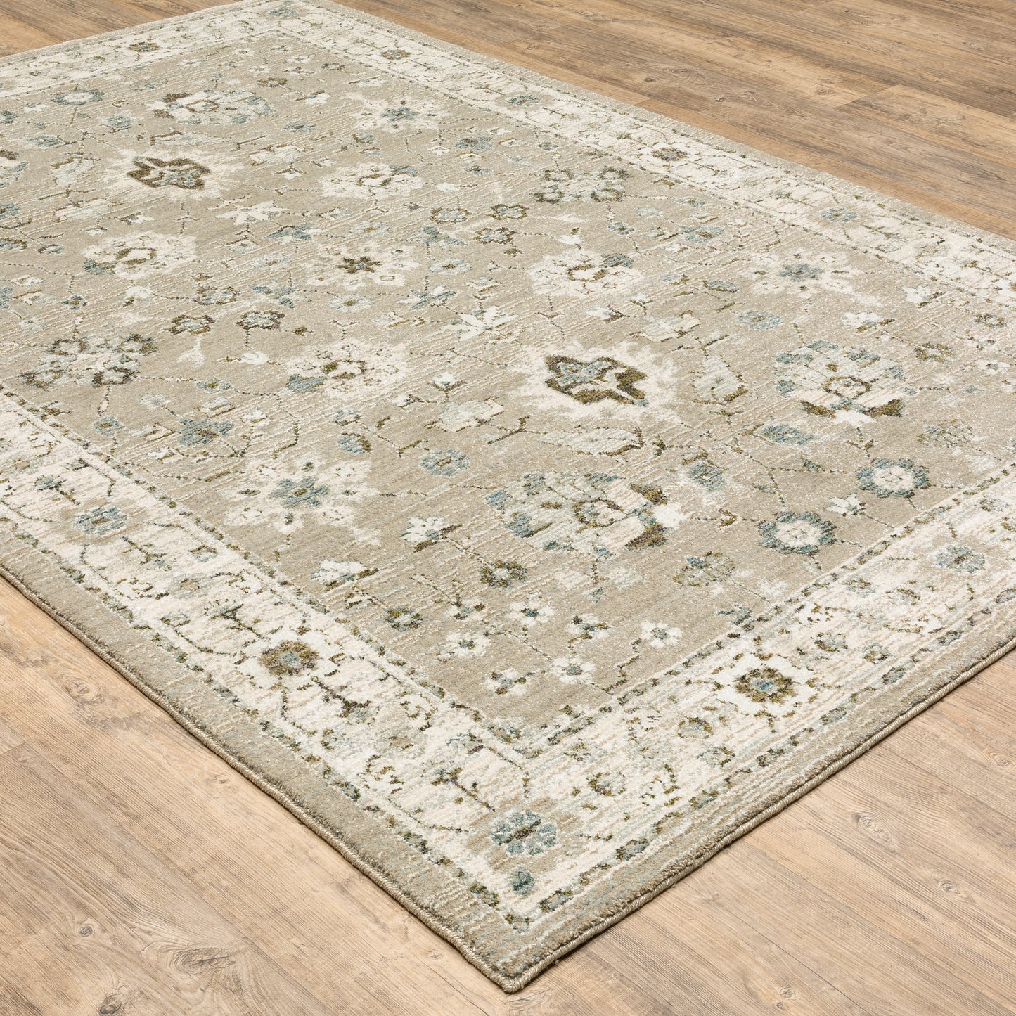 Andorra Floral Beige/ Ivory Oriental Cut Pile Rug