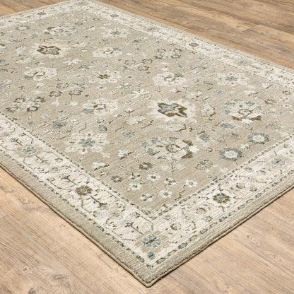 Andorra Floral Beige/ Ivory Oriental Cut Pile Rug