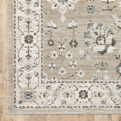Andorra Floral Beige/ Ivory Oriental Cut Pile Rug