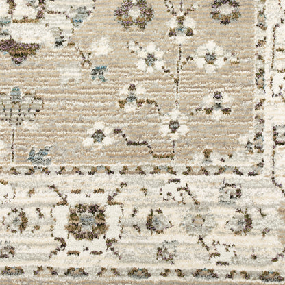 Andorra Floral Beige/ Ivory Oriental Cut Pile Rug
