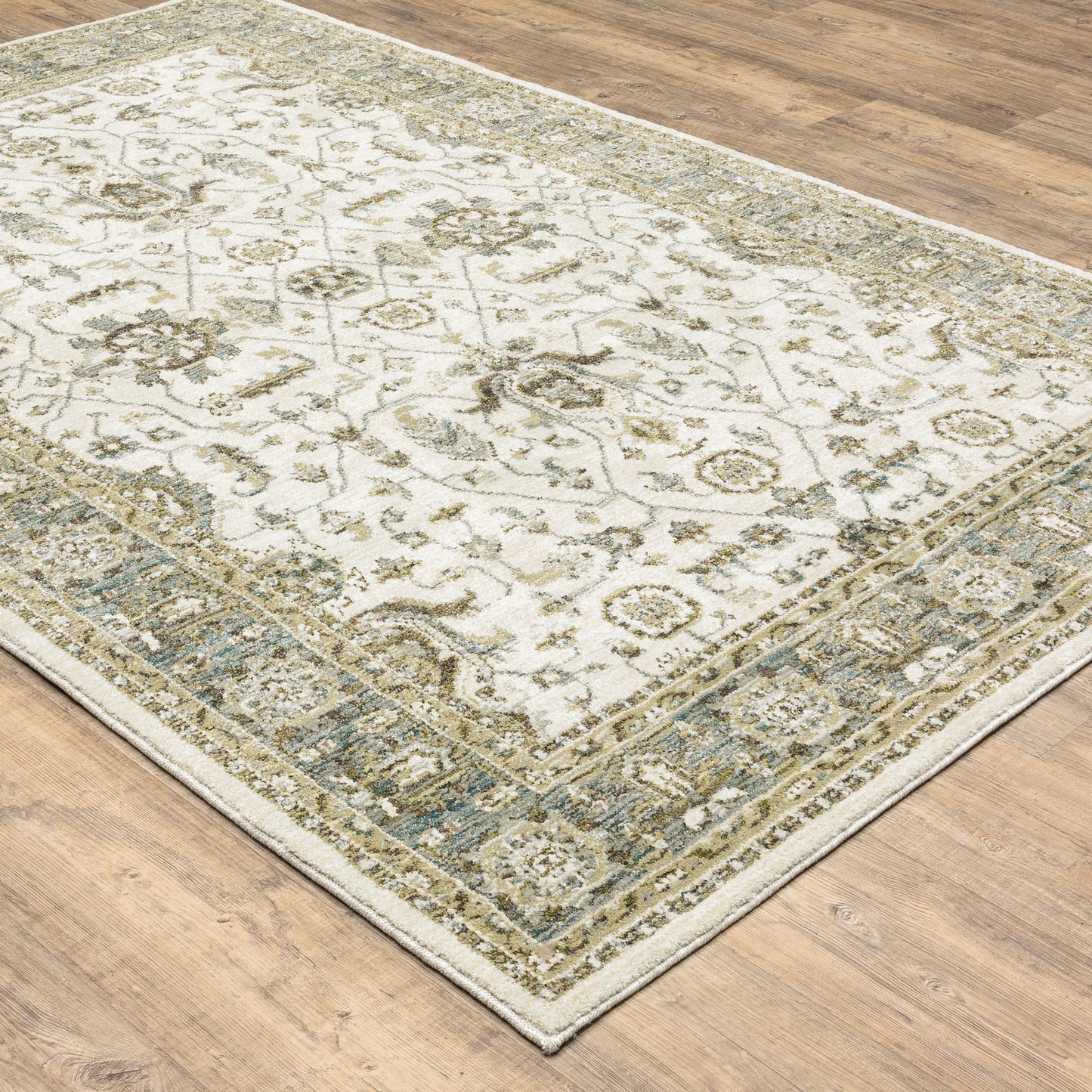 Andorra Oriental Ivory/ Blue Cut Pile Rug