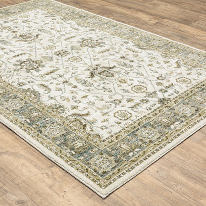 Andorra Oriental Ivory/ Blue Cut Pile Rug