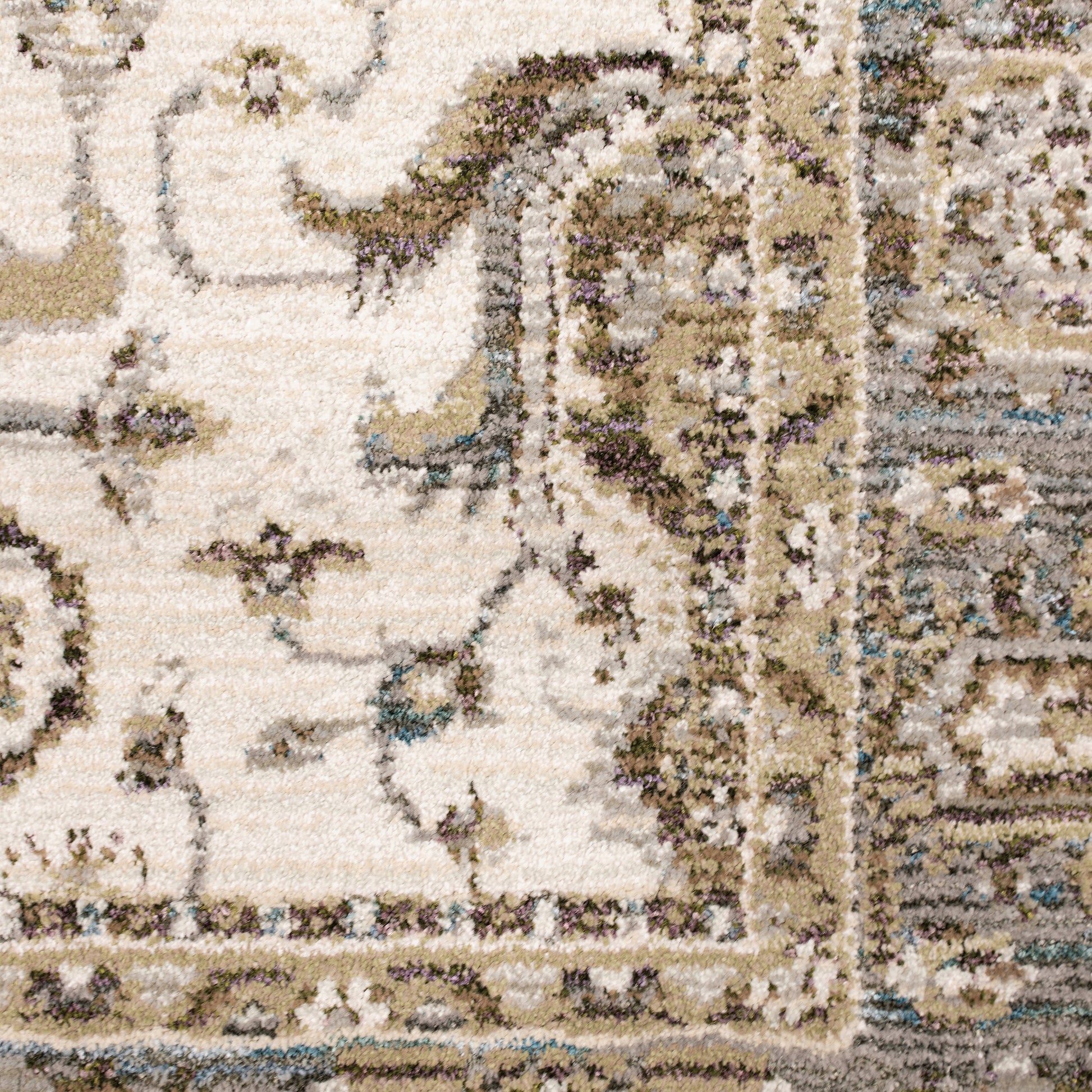 Andorra Oriental Ivory/ Blue Cut Pile Rug