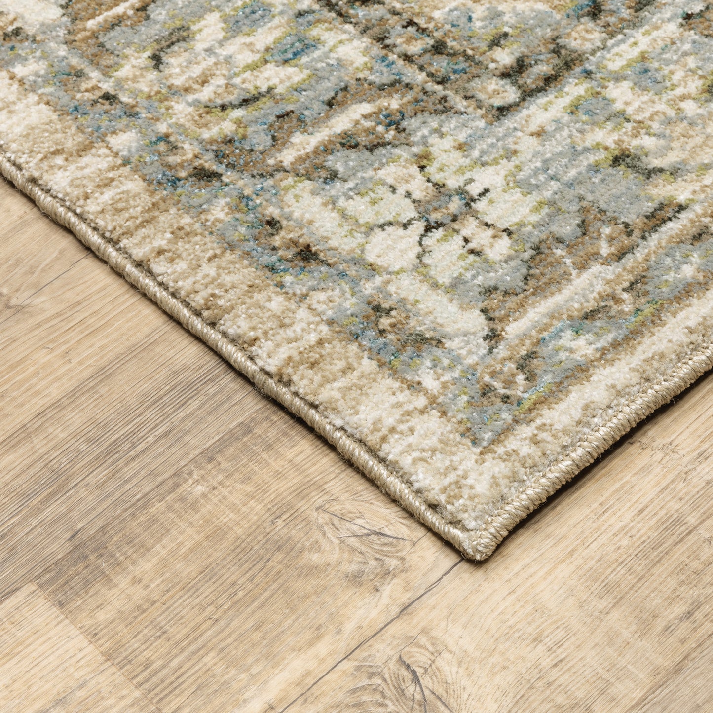 Andorra Medallion Beige/ Ivory Distressed Cut Pile Rug