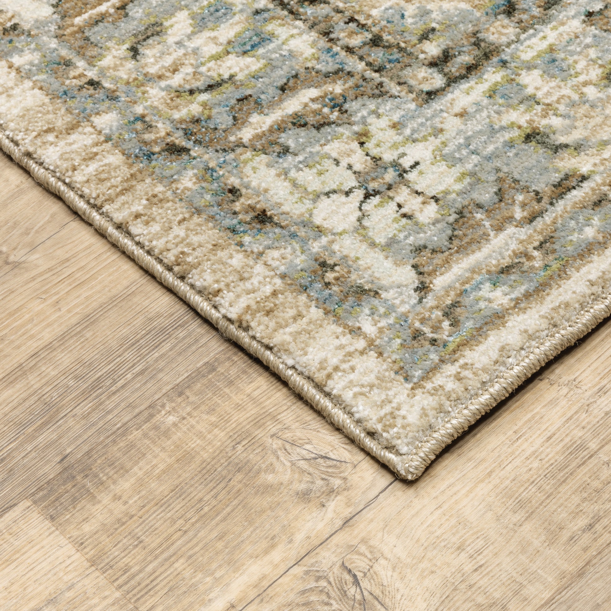 Andorra Medallion Beige/ Ivory Distressed Cut Pile Rug