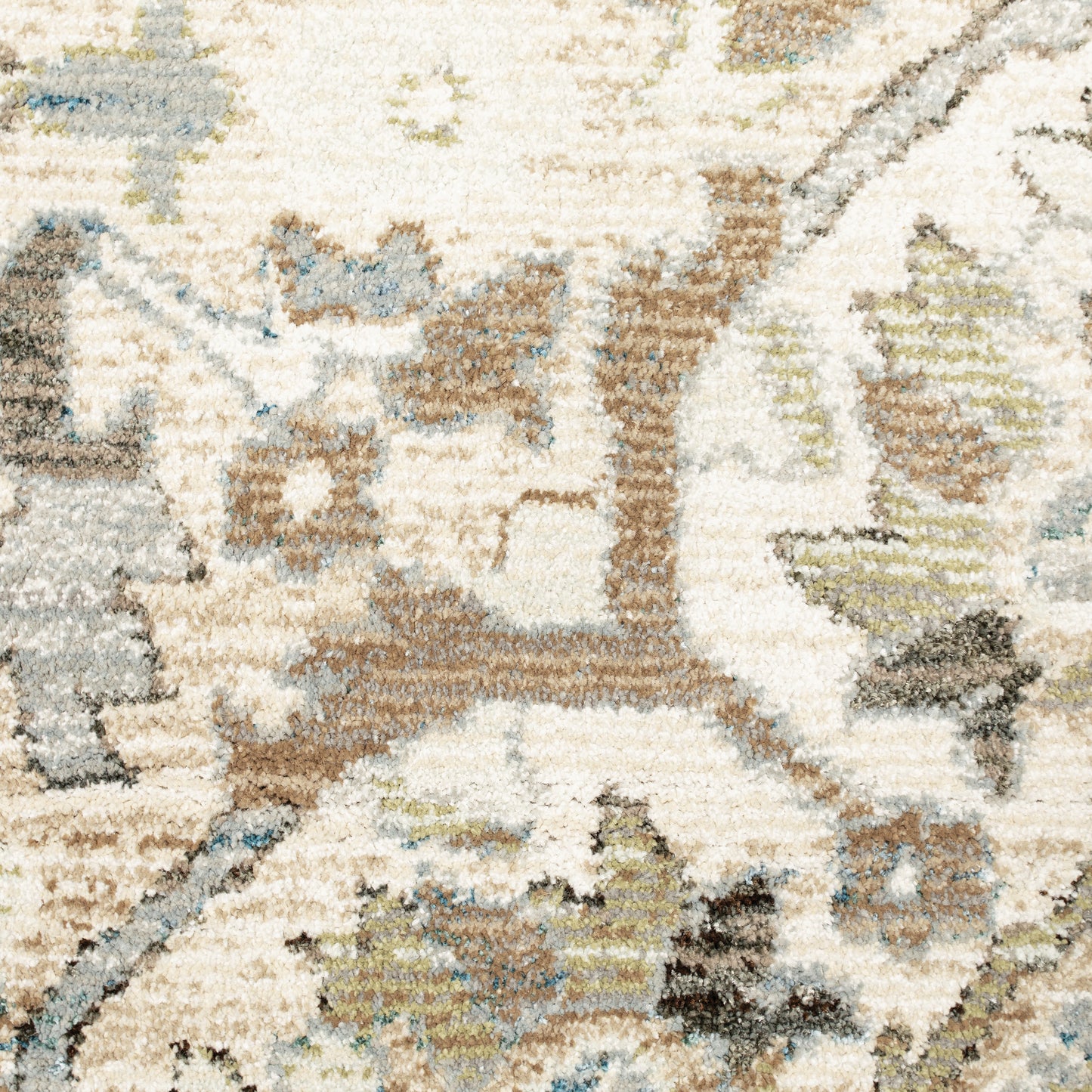 Andorra Medallion Beige/ Ivory Distressed Cut Pile Rug