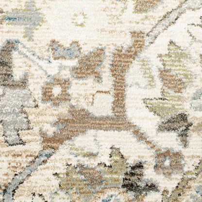 Andorra Medallion Beige/ Ivory Distressed Cut Pile Rug