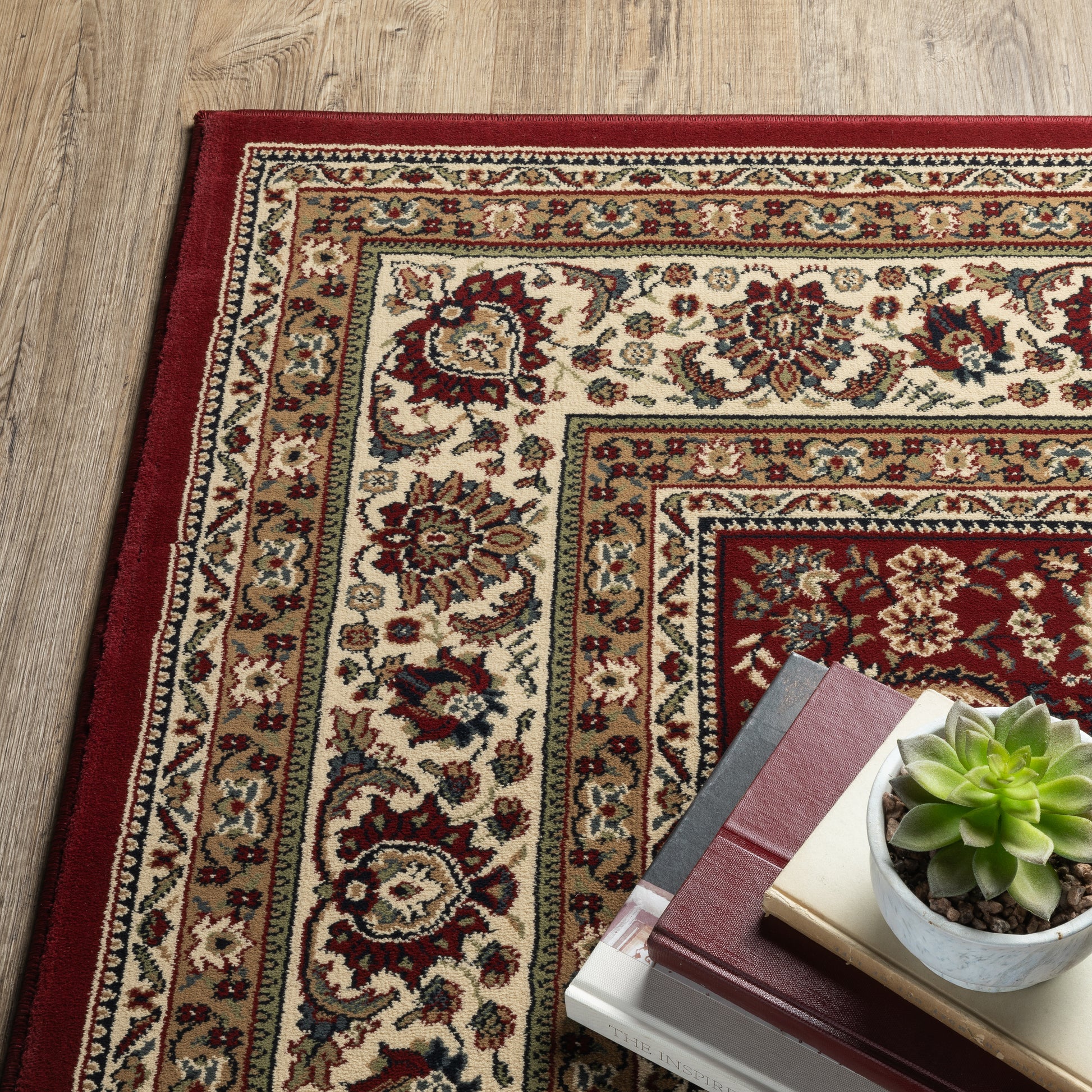 Ariana Oriental Red/ Ivory Cut Pile Rug