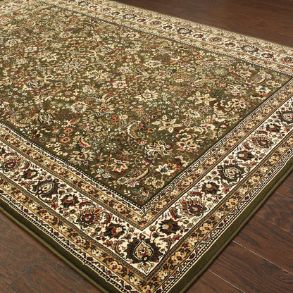 Ariana Oriental Green/ Ivory Cut Pile Rug